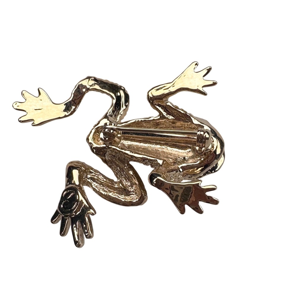 Vintage Swarovski frog brooch gold tone - Picture 6 of 7
